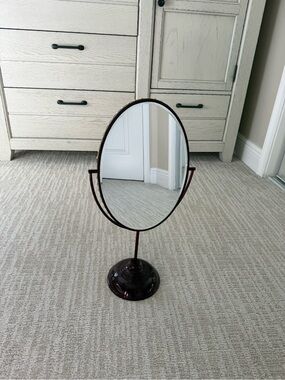 Gucci Oval Vanity Mirror in Dark Red with Gold Stud Trim